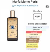 Memo Парфюм для мужчин и женщин Marfa Paris 75ml 11120